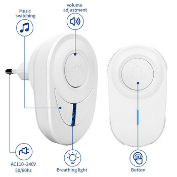 Onvian Smart Home Wireless Doorbell EU Plug Водоустойчив външен интелигентен звънец LED светкавица Сигурна аларма tembre casa inteligente