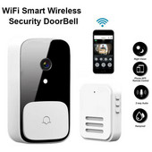 Bezvadu durvju zvans WiFi āra HD kameras drošības durvju zvans nakts redzamības video domofona balss maiņa mājas monitora durvju tālrunim