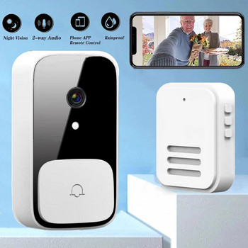 Ασύρματο κουδούνι WiFi Κάμερα εξωτερικού χώρου HD Ασφάλεια Κουδούνι πόρτας νυχτερινή όραση Βίντεο ενδοεπικοινωνία Φωνητική αλλαγή για μόνιτορ σπιτιού πόρτας τηλέφωνο