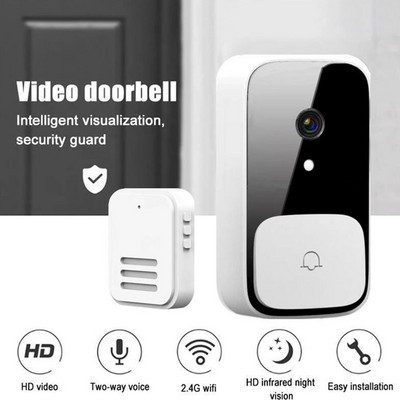 Bezvadu durvju zvans WiFi āra HD kameras drošības durvju zvans nakts redzamības video domofona balss maiņa mājas monitora durvju tālrunim