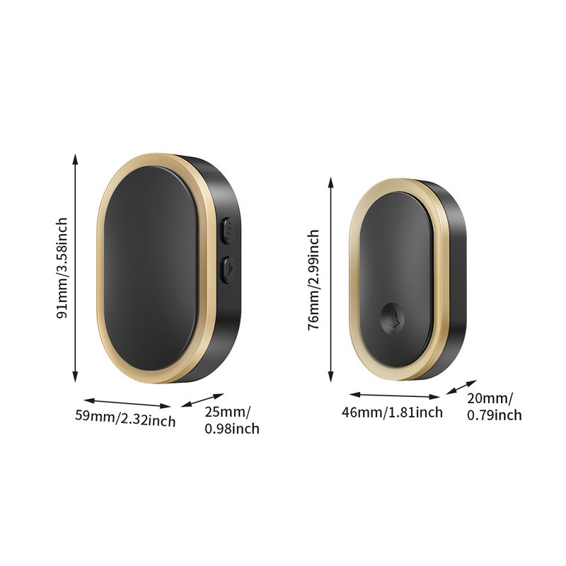 Vastupidav veekindel LED-välk Lihtne paigaldada Office House Chime Muusikakooli alarm Elder Outdoor Security Traadita uksekell