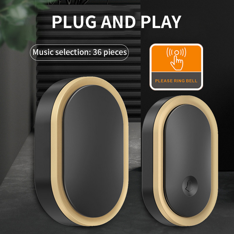 Vastupidav veekindel LED-välk Lihtne paigaldada Office House Chime Muusikakooli alarm Elder Outdoor Security Traadita uksekell