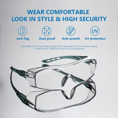 Andanda предпазни очила View3000OTG очила защитни работни очила против замъгляване/устойчивост на прах/надраскване/UV защитни очила за работа