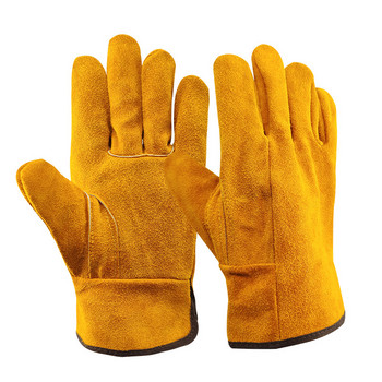 Мъжки работни шофьорски ръкавици Телешка кожа Зимни топли кашмирени ветроустойчиви защитно облекло Защитни работни женски ръкавици 2008 г.