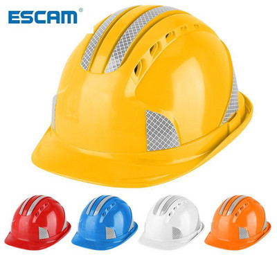 ESCAM Работник Строителна площадка Защитна шапка Вентилирана ABS каска Светлоотразителна лента Защитна каска