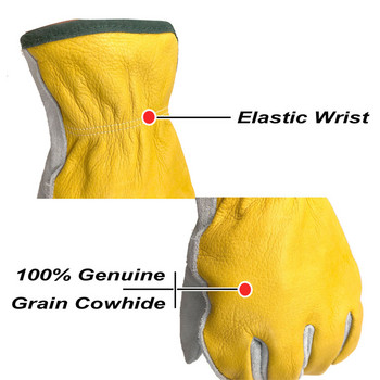 NMShield кожени градински работни ръкавици от телешка кожа за мъже Строителни заваръчни противоплъзгащи се защитни ръкавици, устойчиви на рязане
