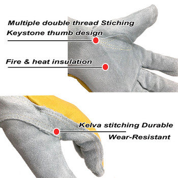 NMShield кожени градински работни ръкавици от телешка кожа за мъже Строителни заваръчни противоплъзгащи се защитни ръкавици, устойчиви на рязане
