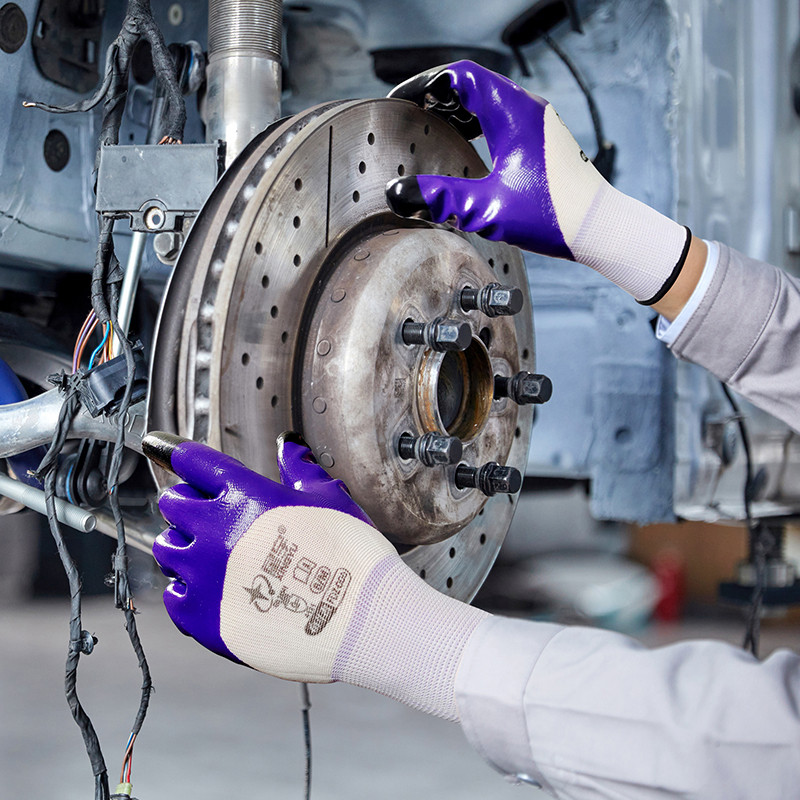 Erősítse ujját nitril munkakesztyűk sima poliészter ipari kesztyűk építőipari kesztyűk kertészeti kesztyűk FDZ-006