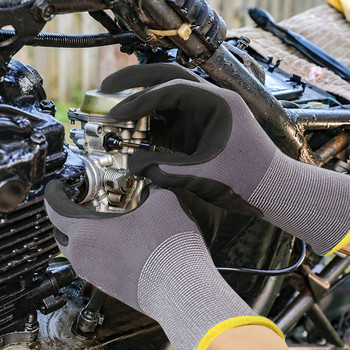 Нитрилни ръкавици от пяна 3 чифта черни работни ръкавици за ремонт на автомобили Механик Градинарство Отлично сцепление и прилепване Ръкавици, устойчиви на мазнини
