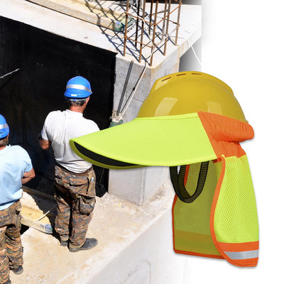 Cietās cepures saulessargs ar atstarojošu sloksni, platas malas saules aizsardzība, elpojošs tīklveida kakla saulessargs kakla ēnas kakla saulessargs