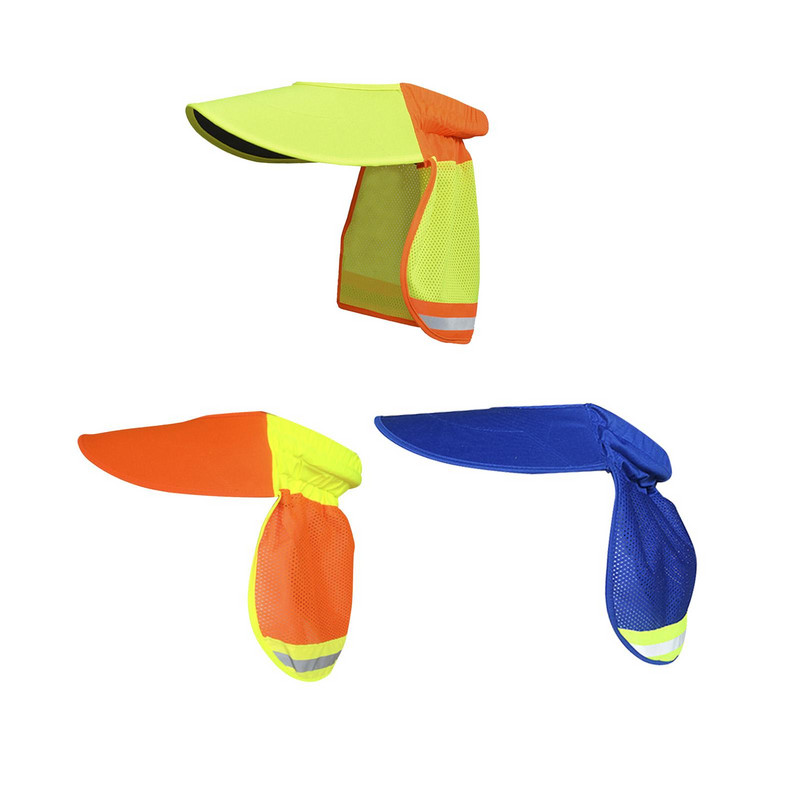 Cietās cepures saulessargs ar atstarojošu sloksni, platas malas saules aizsardzība, elpojošs tīklveida kakla saulessargs kakla ēnas kakla saulessargs