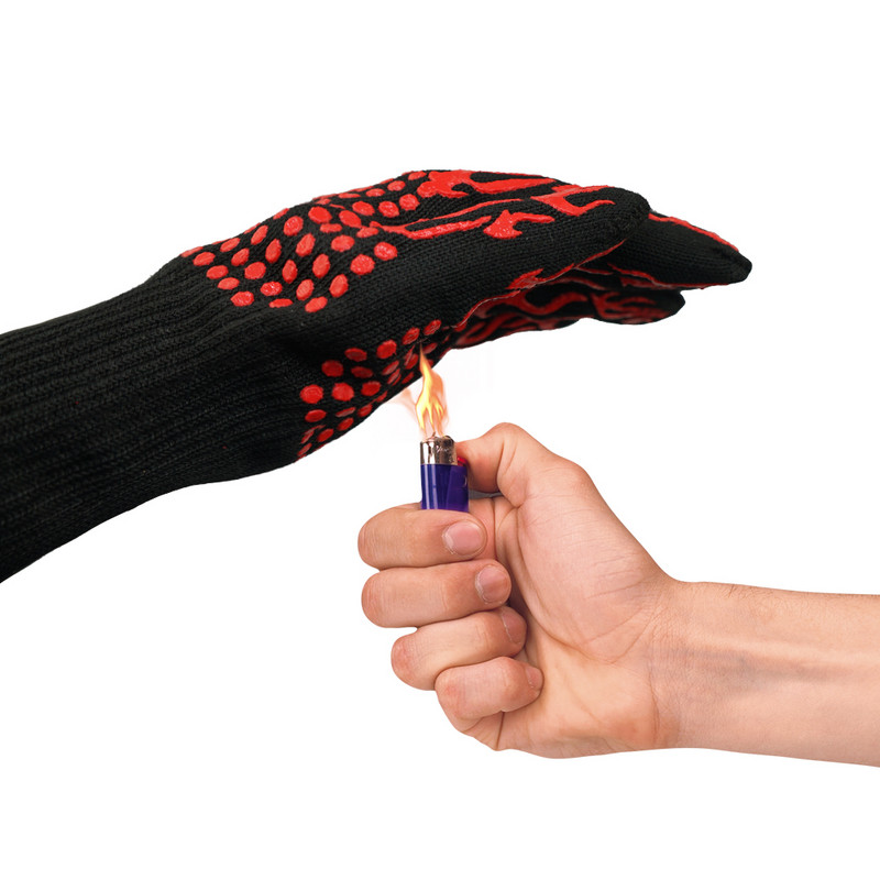 Grill kesztyűk magas hőmérsékletnek ellenálló sütőkesztyűk 500 800 tűzálló grillező hőszigetelő konyhai mikrohullámú sütő kesztyűk