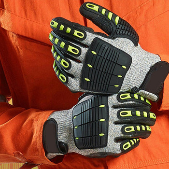 100% Υψηλής Ποιότητας Αντικραδασμικό Αντικραδασμικό Γάντια Προστατευτικά Μηχανικά Γάντια Εργασίας Γάντια εργασίας Sandy Nitrile Palm Grip
