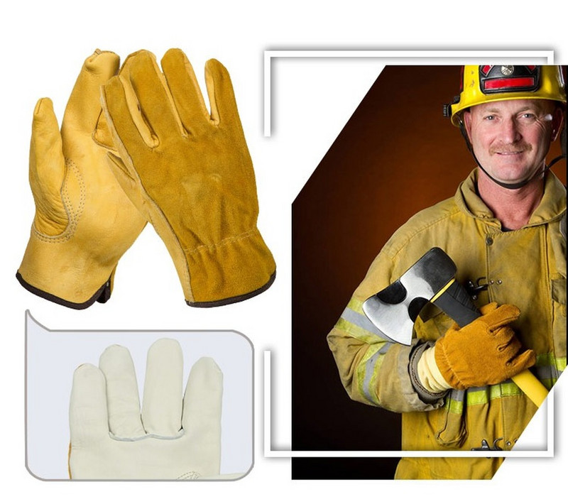 Munkakesztyűk Marhabőr Férfi Munkahegesztő kesztyűk Biztonság Védő Kert Sport MOTO Kopásálló kesztyűk (F)