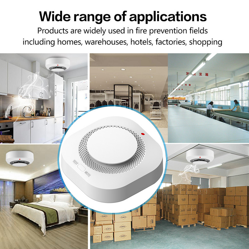Tuya Zigbee Wifi dūmų detektoriaus jutiklis 80DB Signalizacija Fire Smart Smoke Detector Wifi Priešgaisrinė apsauga Namų apsaugos signalizacija Smart Life