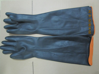 Vastag sav-lúgálló természetes gumi kesztyűk hosszú ujjú korróziógátló ipari munkavégzés kopásálló olajkesztyűk