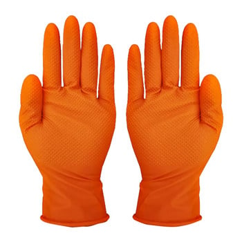 NMSshield 6 Mil Automobile Industrial Orange White Nitrile Garage Duty Car Repair Use Heavy Mechanic Gloves