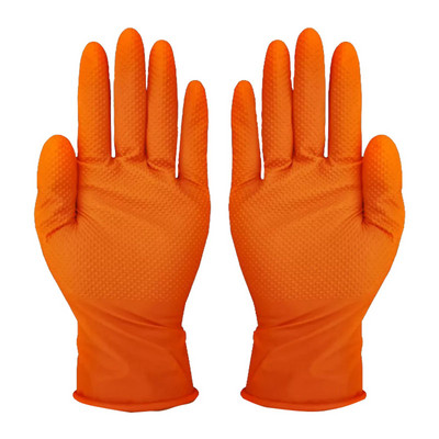 NMShield 6 Mil Automobile Industrial Orange White Nitrile Garage Duty Car Repair Use Heavy Mechanic Gloves