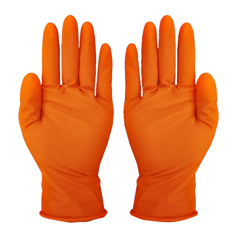 NMShield 6 Mil Automobile Industrial Orange White Nitrile Garage Duty Car Repair Use Heavy Mechanic Gloves