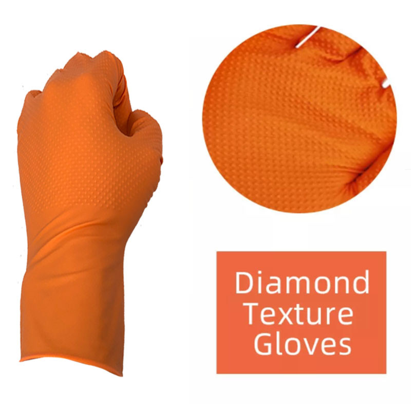 NMShield 6 Mil Automobile Industrial Orange White Nitrile Garage Duty Car Repair Use Heavy Mechanic Gloves