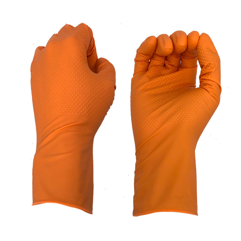 NMShield 6 Mil Automobile Industrial Orange White Nitrile Garage Duty Car Repair Use Heavy Mechanic Gloves