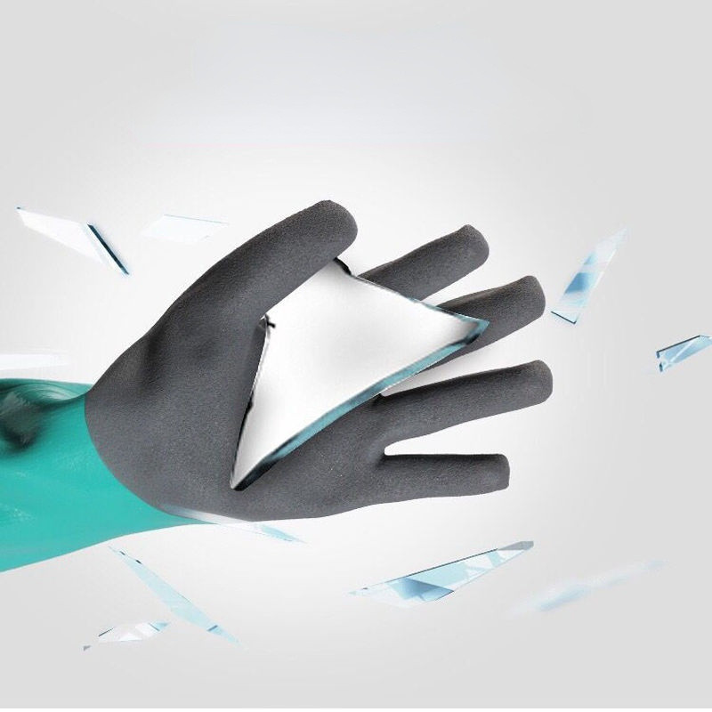 Újrafelhasználható, nagy igénybevételre alkalmas munkavédelmi kesztyűk, sav, munkavédelmi kopásálló, csúszásgátló és vágásgátló gumikesztyűk