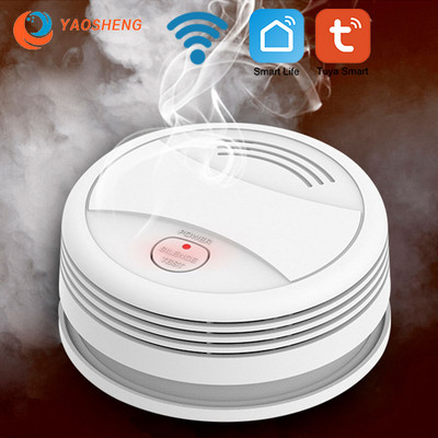 Tuya WIFI детектор за дим Пожароизвестителна система за дома и кухнята Управление на приложение Smokehouse Сензор за дим