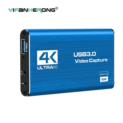 USB 4K 60Hz HDMI saderīga video tveršanas karte 1080P spēļu ierakstīšanas platei tiešraides straumēšanas kaste USB 3.0 tvērējs PS4 kamerai