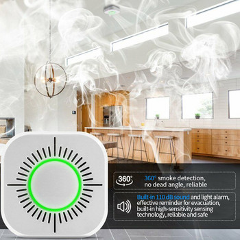 TISHRIC 433 Mhz ασύρματος έξυπνος ανιχνευτής καπνού Wifi Αισθητήρας συναγερμού πυρκαγιάς Αισθητήρας καπνού συμβατός με Sonoff RF Bridge