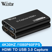 4K USB 3.0 video tveršanas karte ar HDMI saderīga 1080P 60 kadri/s HD video ierakstītājs, kas paredzēts OBS spēļu kartes tiešraides tveršanai