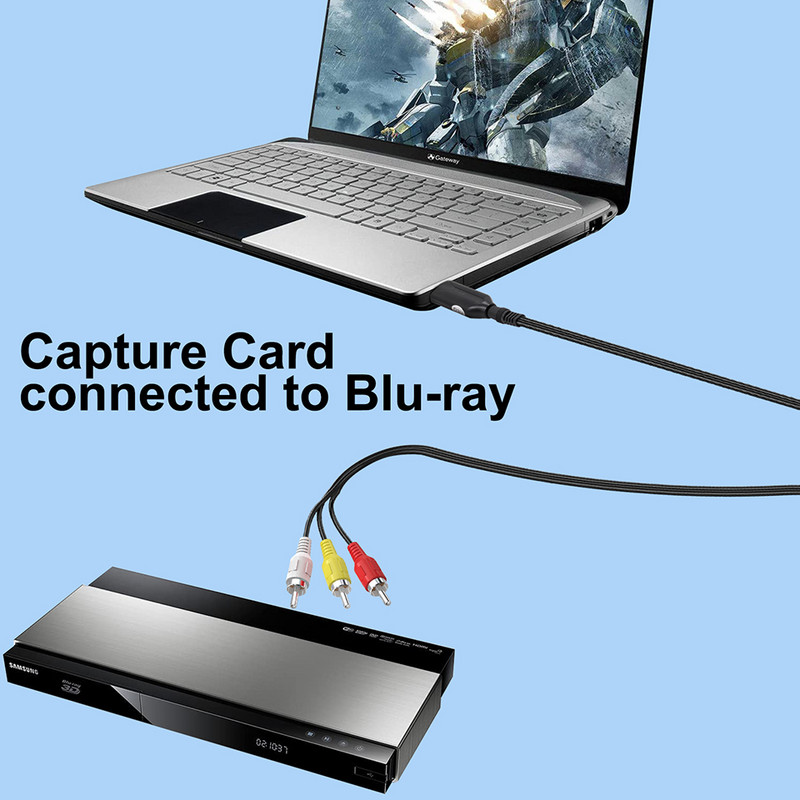 USB 2.0 video tveršanas karte 3RCA uz USB 2.0 audio video uztveršanas adaptera pārveidotājs VHS Box VHS VCR TV atbalsts Win 8.7.10.