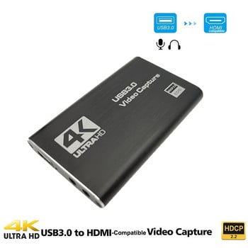 USB 4K 60Hz HDMI-съвместима карта за заснемане на видео 1080P за плоча за запис на игри Кутия за стрийминг на живо USB 3.0 Grabber за PS4 камера