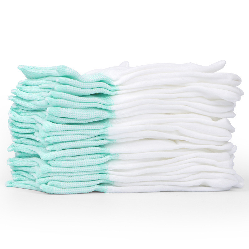 Bezmaksas piegāde 10 pāri/partija Neilona PU ar pirkstiem pārklāti cimdi balti pārklāti cimdi Antistatiski cimdi Tīri trikotāžas cimdi