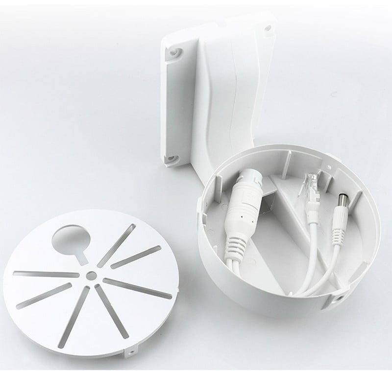 Universalus vandeniui atsparus plastikinis stebėjimo pusrutulio laikiklis, vidinis kupolinis stebėjimo IP kameros išorinis sieninis laikiklis