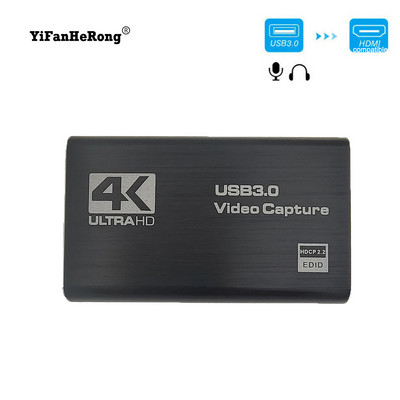 Placă de captură video compatibilă cu HDMI 4K Record USB3.0 1080P 60FPS Dispozitiv de captură de jocuri pentru capturarea OBS a cardului de joc în direct