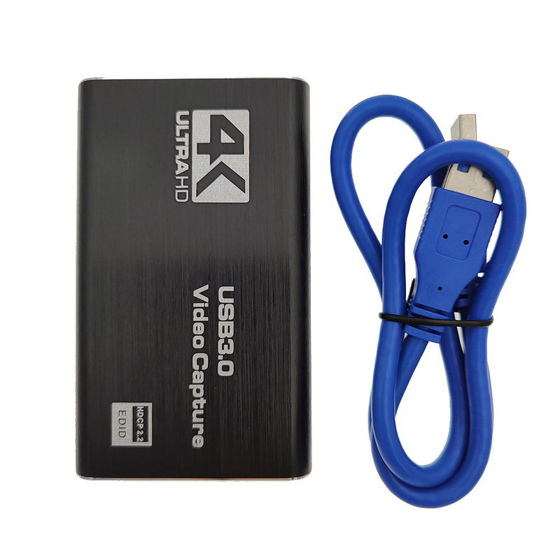 Ar HDMI saderīga video tveršanas karte 4K ieraksta USB3.0 1080P 60 FPS spēļu tveršanas ierīce, kas paredzēta OBS spēļu tveršanas kartei tiešraidē