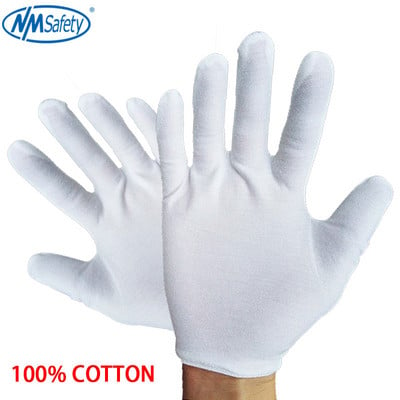 NMSafety 12 чифта бели памучни церемониални ръкавици за мъже и жени Ръкавици за сервиране / сервитьори / бижута