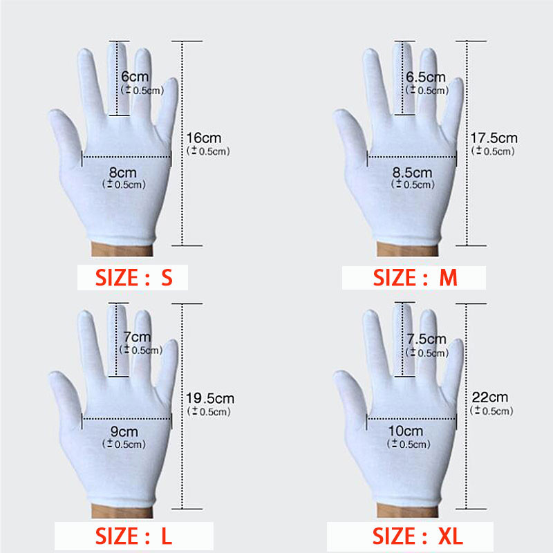 NMSafety 12 porų baltos medvilnės apeiginės pirštinės vyriškos lyties atstovėms.