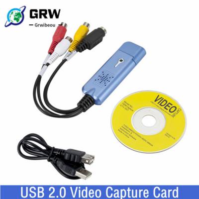 Grwibeou Φορητό VHS DC60 Μετατροπέας κάρτας λήψης βίντεο DVD Δέκτης τηλεόρασης USB 2.0 Προσαρμογέας κάρτας λήψης ήχου βίντεο για υπολογιστή Win 7