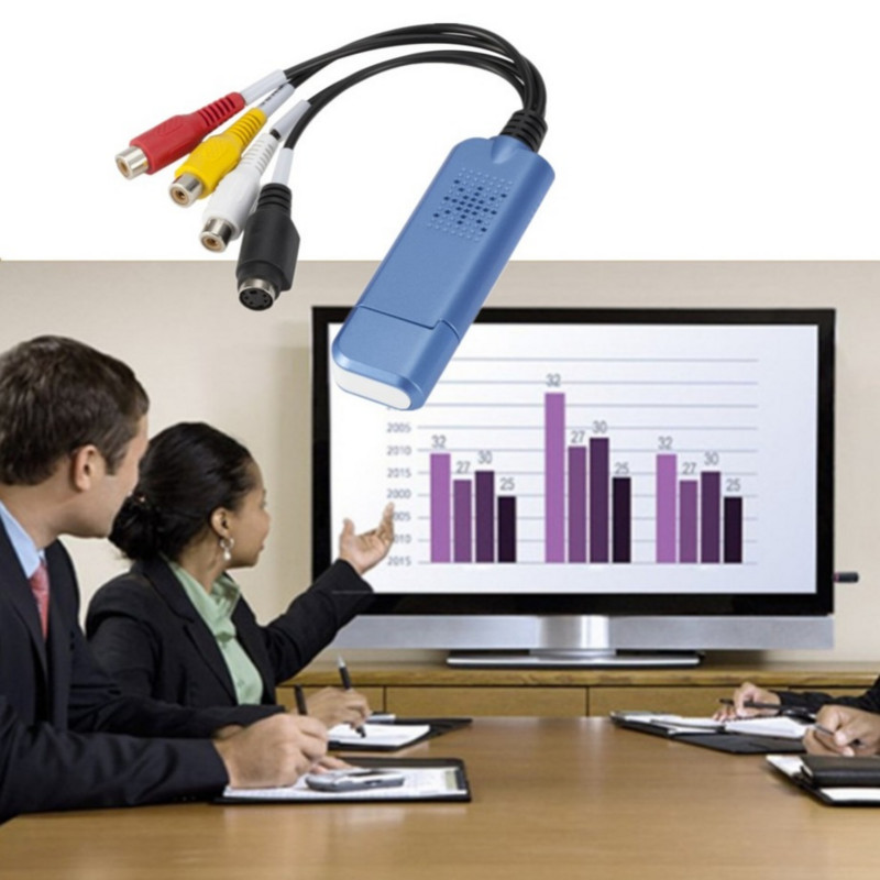 Grwibeou portatīvais VHS DC60 DVD video tveršanas kartes pārveidotājs TV uztvērējs USB 2.0 video audio uztveršanas kartes adapteris datoram Win 7