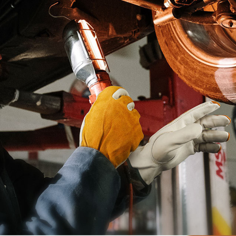 1 pár béleletlen marhabőr valódi bőr vezetőkesztyű munkakertészet nagy teherbírású raktári teherautó argon ívhegesztés védő
