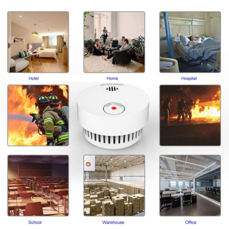 Dūmu trauksmes detektors Augstas jutības ugunsdrošības balss brīdinājuma sensors Dūmu detektora sensors Mājas drošības sistēma Ugunsdzēsēji