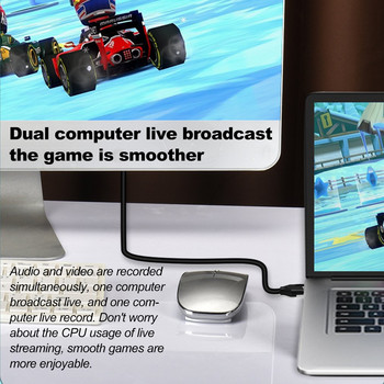 Κάρτα λήψης βίντεο 1080p30Hz USB-C συμβατή με HDMI Εγγραφή βιντεοπαιχνιδιού Grabber για PS4/3 Κάμερα ζωντανής μετάδοσης με διακόπτη βιντεοκάμερας