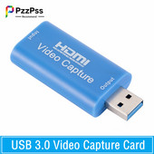 PzzPss HDMI saderīgs ar USB 3.0 video tveršanas kāršu spēļu ierakstīšanas kaste datoram Youtube OBS utt. Tiešraides straumēšana