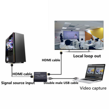 PzzPss 1080P 4K HDMI-съвместима с USB 2.0 платка за карта за заснемане на видео за запис на игри, поточно предаване на живо, излъчване на телевизия, локална линия