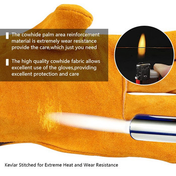 Andanda 1 чифт работни ръкавици 100% висококачествени ръкавици от телешка кожа Устойчивост на износване за работа на механици, градинарство, барбекю, консумативи за безопасност при рязане