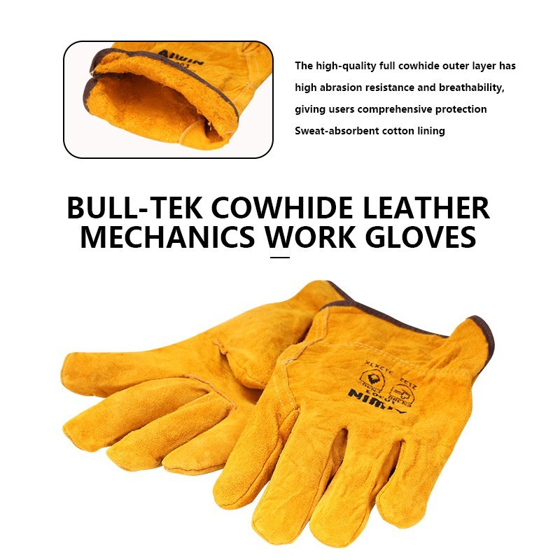 Andanda 1Pair munkakesztyűk 100%-ban kiváló minőségű marhabőr kesztyűk kopásállóság a mechanikai munkához kertészkedéshez, grillezéshez, vágásbiztonsági kellékekhez