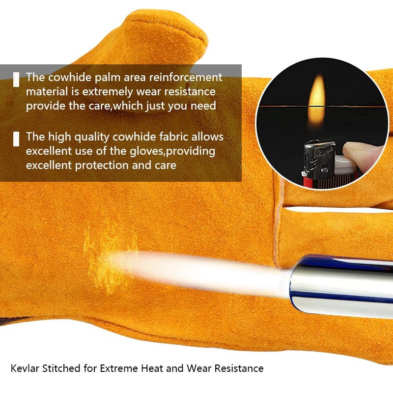 Andanda 1Pair munkakesztyűk 100%-ban kiváló minőségű marhabőr kesztyűk kopásállóság a mechanikai munkához kertészkedéshez, grillezéshez, vágásbiztonsági kellékekhez
