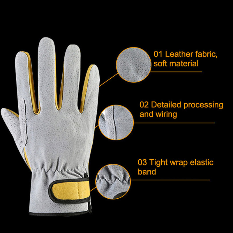 Govs ādas metināšanas darba cimdi autovadītājiem, medībām, braukšanai, nodilumizturīgiem cimdiem Lauku dārzkopība Drošība darbinieku cimdi