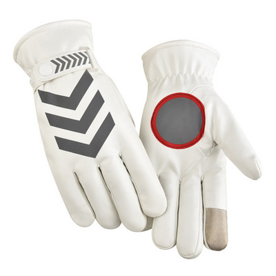 Zimske kožne rukavice Muški stražar Dužnost prometne komande Sigurnosna patrola Podebljani flis Tople kišne reflektirajuće rukavice otporne na vjetar